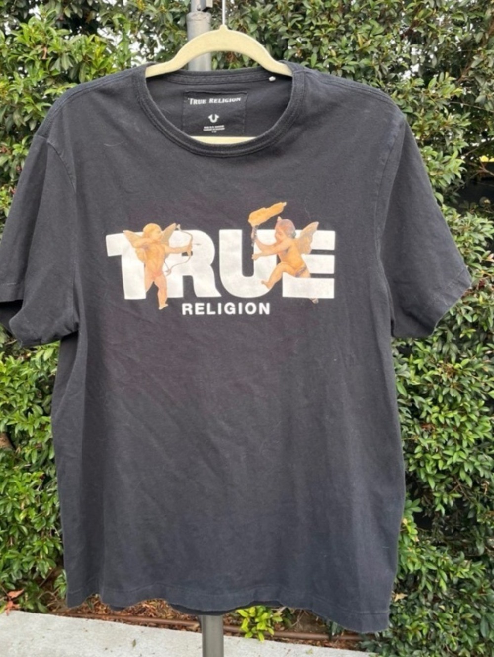 True Religion Angel Cherub Black T-Shirt Men’s Large Y2K Streetwear
